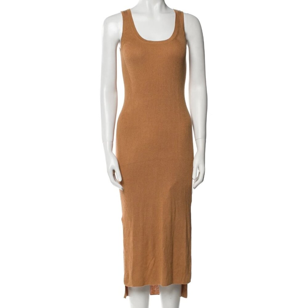 NAADAM Silk Midi Length Tank Dress - Camel - Size S